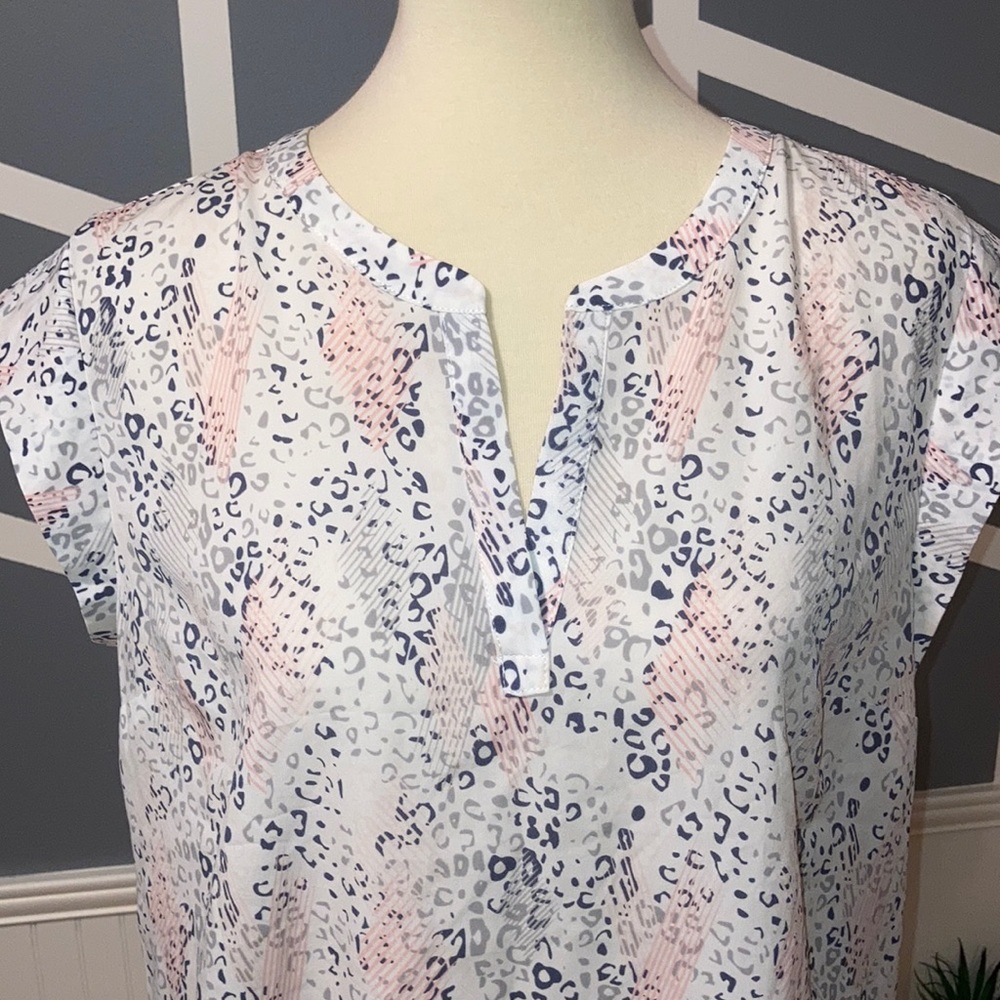 Cap Sleeve, Slit neck polyester print top